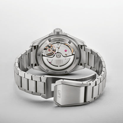 Oris Men's ProPilot & Kermit the Frog Automatic Titanium Watch with Green Dial close-up detail