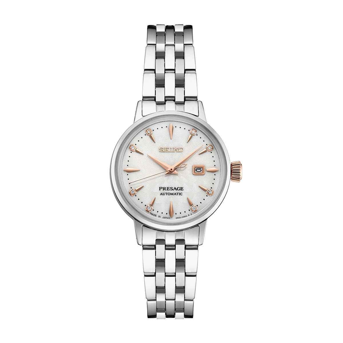 Seiko Ladies' Presage Cocktail Time Automatic Stainless Steel Watch with White Dial