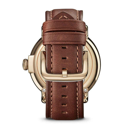 Shinola Men's Runwell Quartz Gold-Tone Stainless Steel Watch with White Dial & Brown Leather Strap