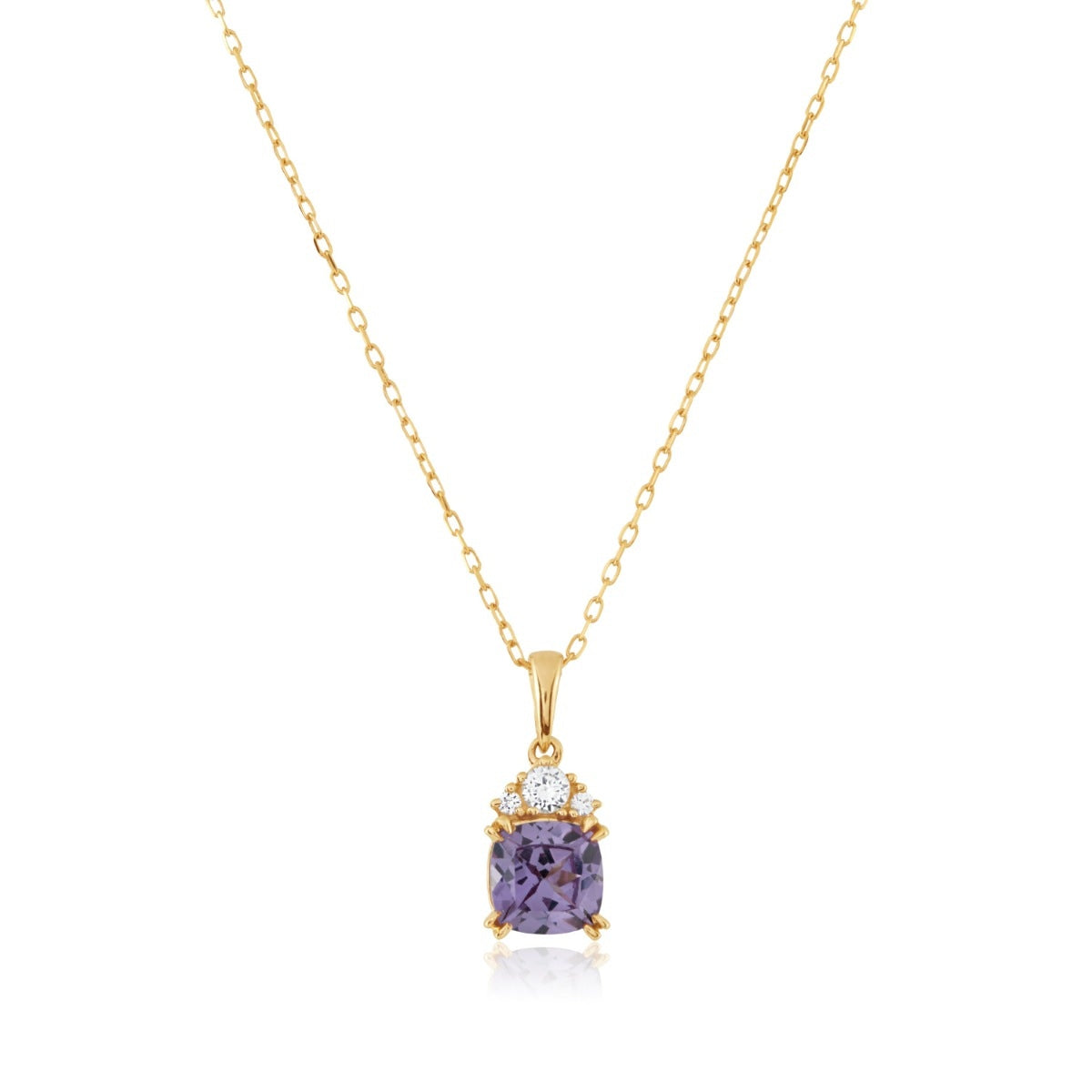 Created Cushion Alexandrite & Created White Sapphire Pendant in 10K Yellow Gold