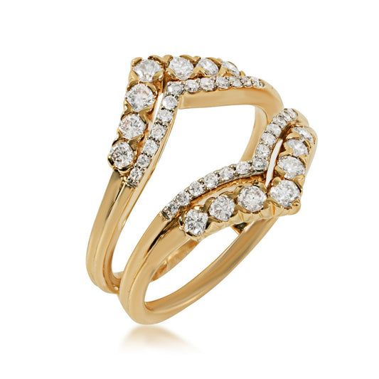 3/4 ct. tw. Round Brilliant Diamond Chevron Ring Enhancer in 14K Yellow Gold front view