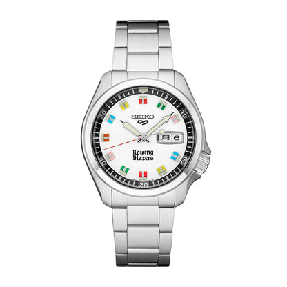 white dial 5 sport seiko automatic watch