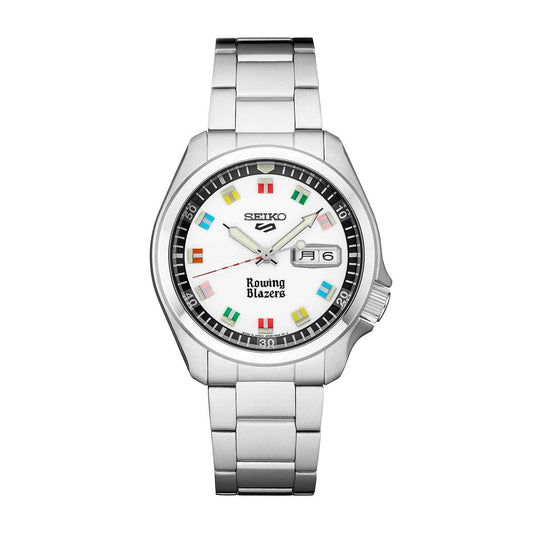Seiko 5 Sport Automatic Stainless Steel Watch with White Dial