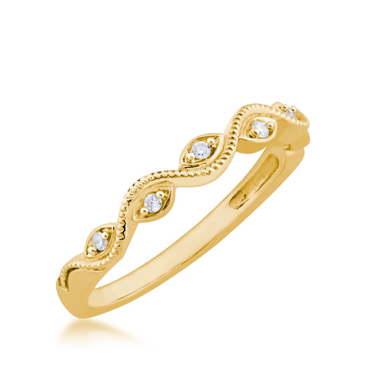Perfect Match Diamond Accent Milgrain Stackable Anniversary Ring in 10K Yellow Gold front view