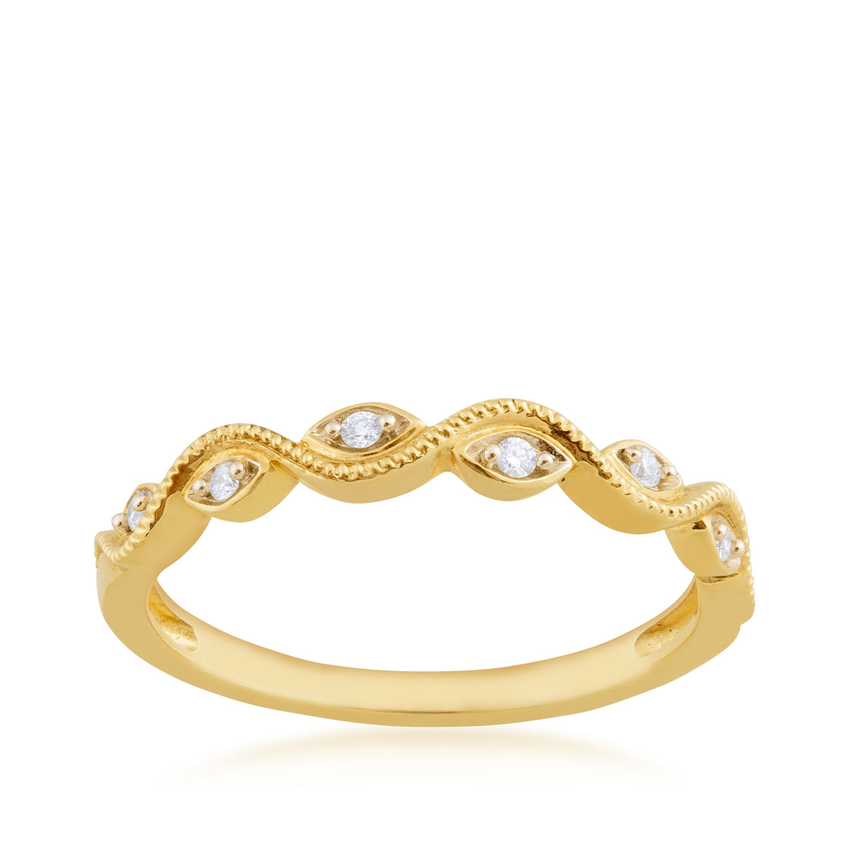 Perfect Match Diamond Accent Milgrain Stackable Anniversary Ring in 10K Yellow Gold