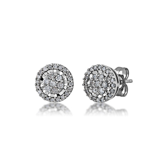 Fairytale Diamonds 1/3 ct. tw. Diamond Cluster Halo Earrings with Miracle Plate in 10K White Gold