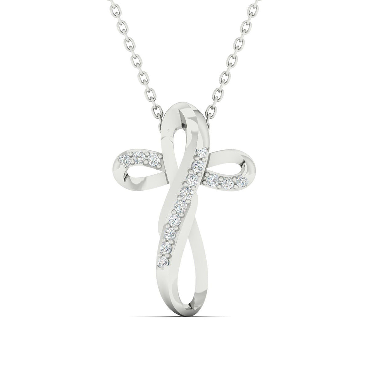 Infinite Love 1/4 ct. tw. Diamond Infinity Cross Pendant in 10K White Gold
