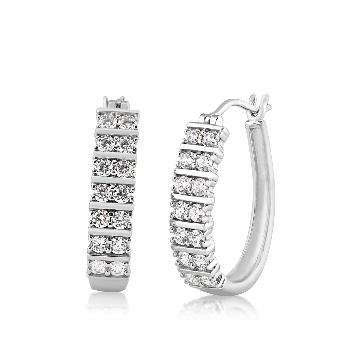 1 ct. tw. Diamond Bar Hoop Earrings in 10K White Gold