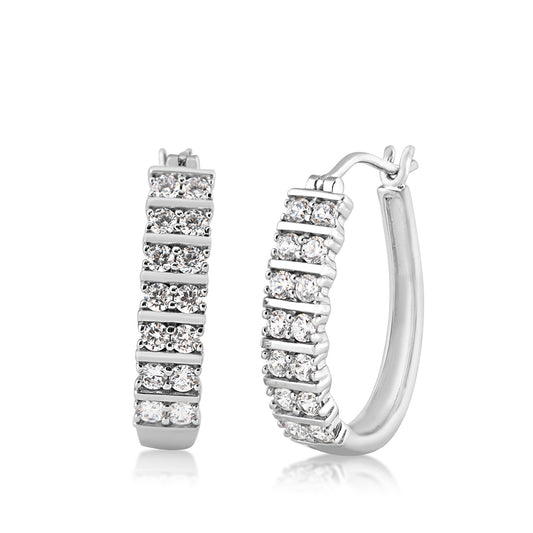 1 ct. tw. Diamond Bar Hoop Earrings in 10K White Gold