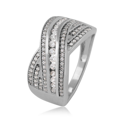 1/2 ct. tw. Diamond Crossover Ring in 10K White Gold front view