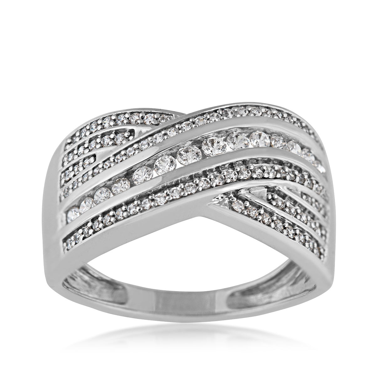 1/2 ct. tw. Diamond Crossover Ring in 10K White Gold