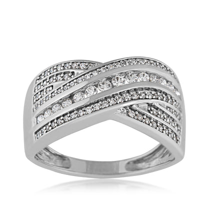1/2 ct. tw. Diamond Crossover Ring in 10K White Gold