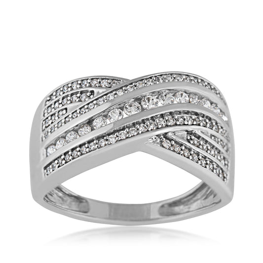 1/2 ct. tw. Diamond Crossover Ring in 10K White Gold