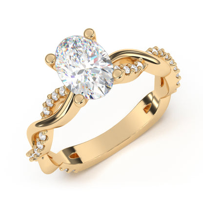 Goldman 1/5 ct. tw. Diamond Twist Oval Semi-Mount Engagement Ring in 14K Yellow Gold front view
