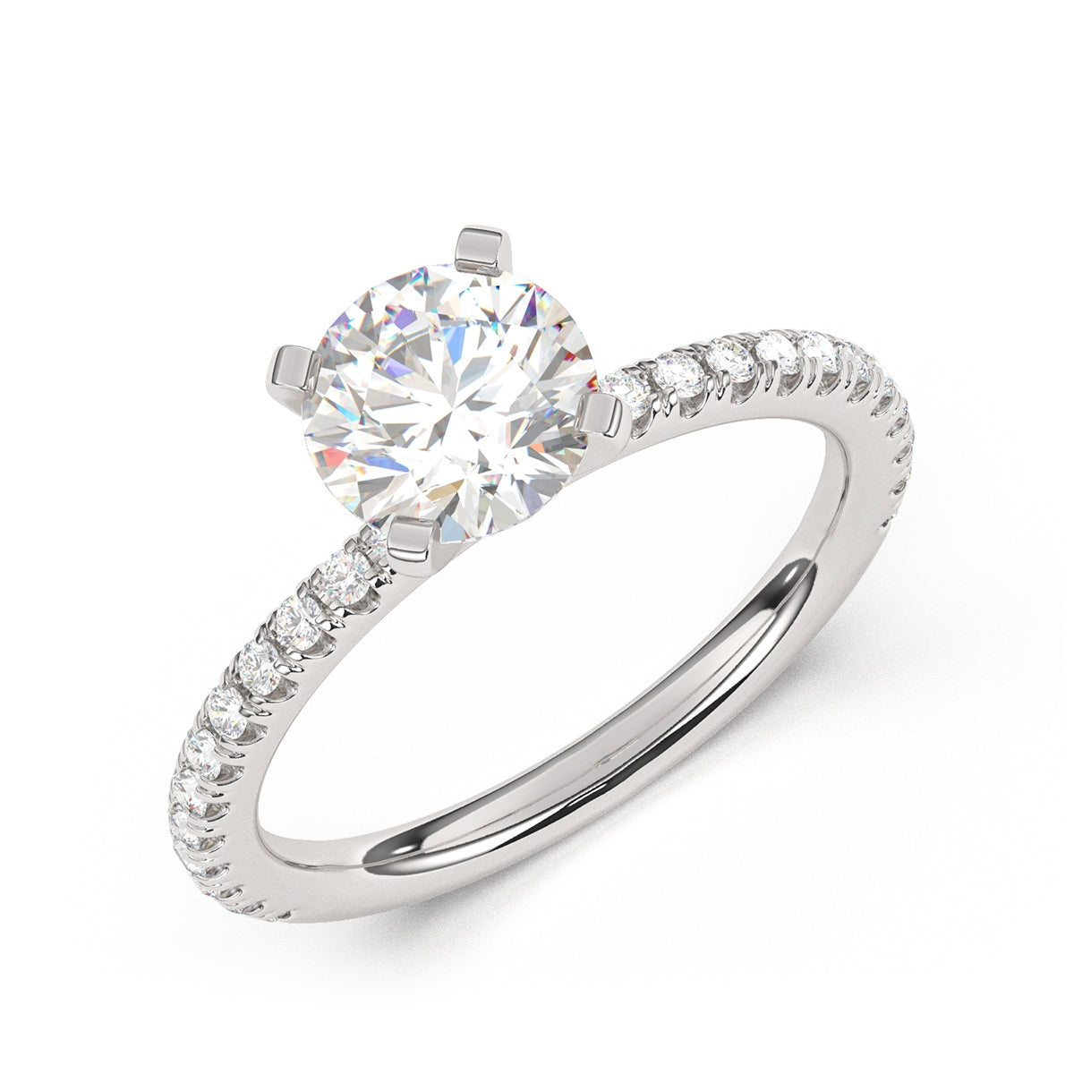Goldman 1/4 ct. tw. Diamond Round Semi-Mount Engagement Ring in 14K White Gold front view