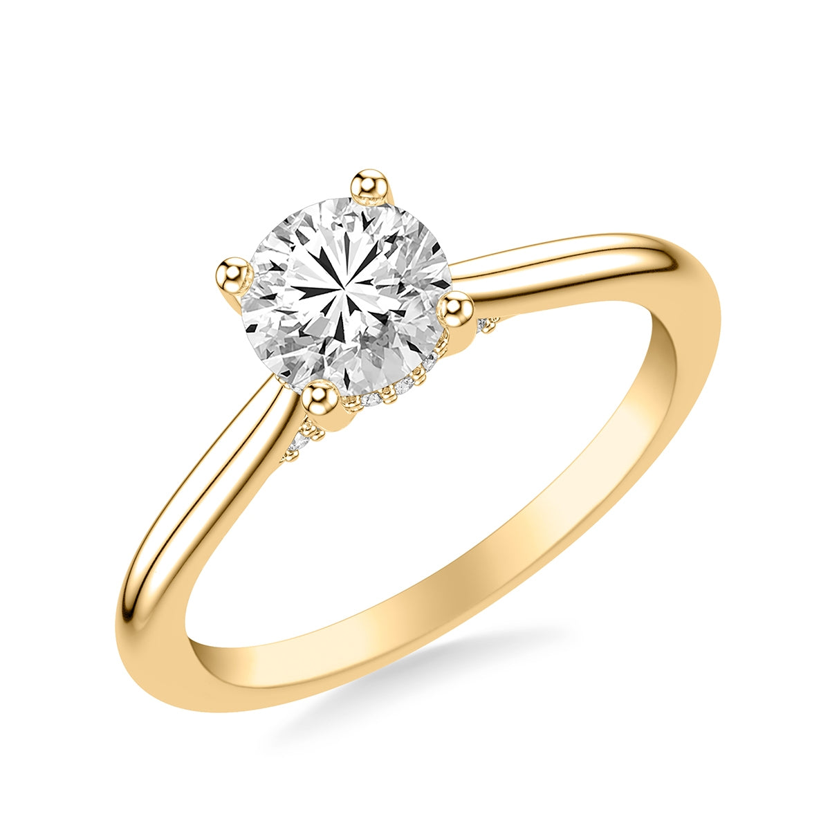 Goldman 1/8 ct. tw. Diamond Hidden Halo Semi-Mount Engagement Ring in 14K Yellow Gold front view