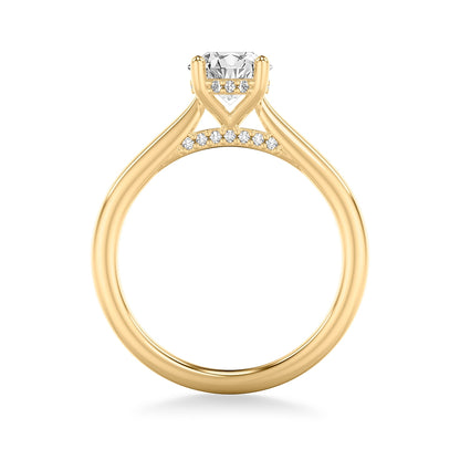 Goldman 1/8 ct. tw. Diamond Hidden Halo Semi-Mount Engagement Ring in 14K Yellow Gold close-up detail