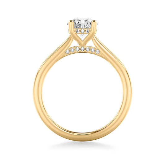 Goldman 1/8 ct. tw. Diamond Hidden Halo Semi-Mount Engagement Ring in 14K Yellow Gold close-up detail