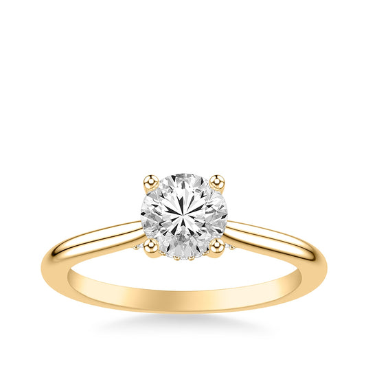 Goldman 1/8 ct. tw. Diamond Hidden Halo Semi-Mount Engagement Ring in 14K Yellow Gold