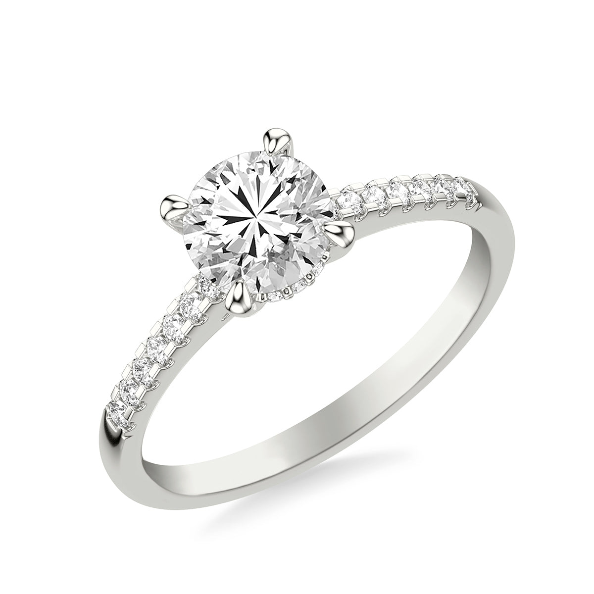 Goldman 1/6 ct. tw. Diamond Hidden Halo Semi-Mount Engagement Ring in 14K White Gold front view