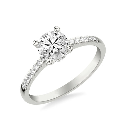 Goldman 1/6 ct. tw. Diamond Hidden Halo Semi-Mount Engagement Ring in 14K White Gold front view