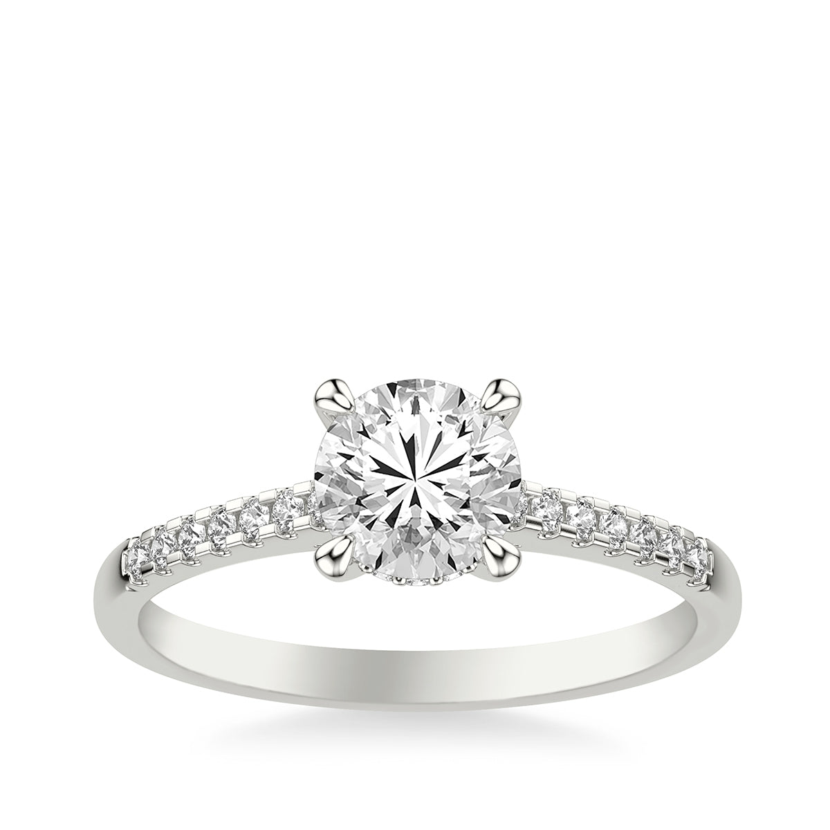 Goldman 1/6 ct. tw. Diamond Hidden Halo Semi-Mount Engagement Ring in 14K White Gold