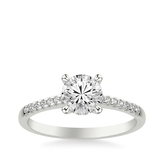 Goldman 1/6 ct. tw. Diamond Hidden Halo Semi-Mount Engagement Ring in 14K White Gold