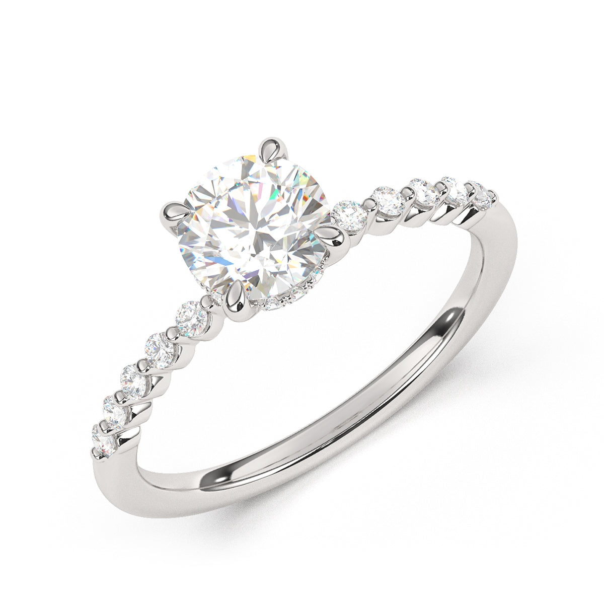 Goldman 1/5 ct. tw. Diamond Hidden Halo Semi-Mount Engagement Ring in 14K White Gold front view