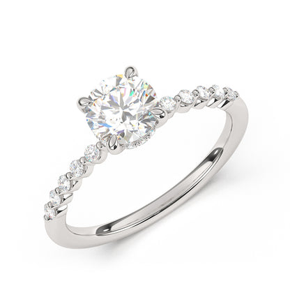 Goldman 1/5 ct. tw. Diamond Hidden Halo Semi-Mount Engagement Ring in 14K White Gold front view