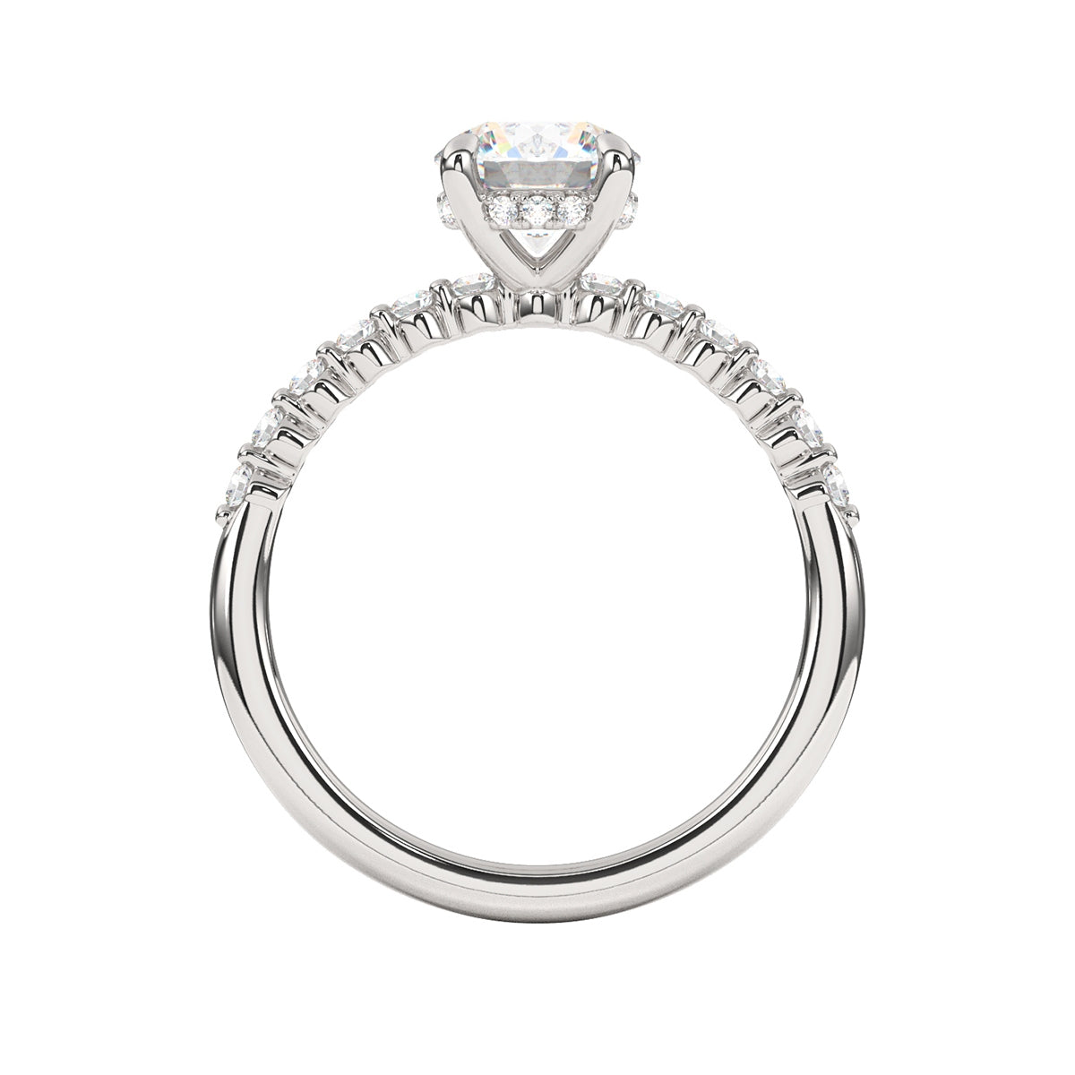 Goldman 1/5 ct. tw. Diamond Hidden Halo Semi-Mount Engagement Ring in 14K White Gold close-up detail