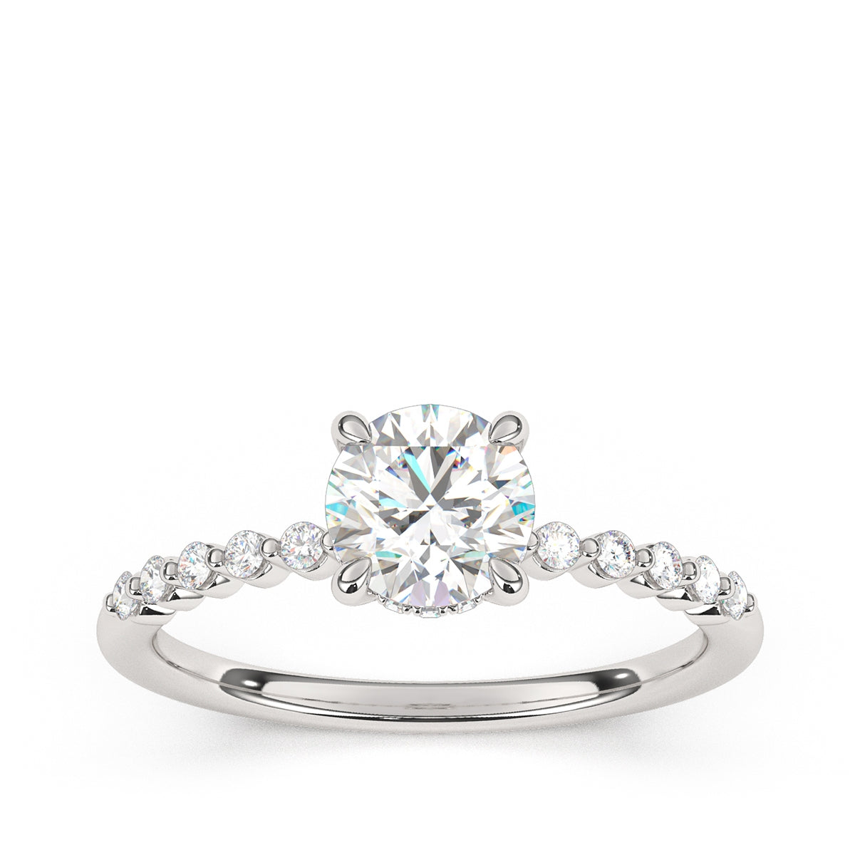 Goldman 1/5 ct. tw. Diamond Hidden Halo Semi-Mount Engagement Ring in 14K White Gold