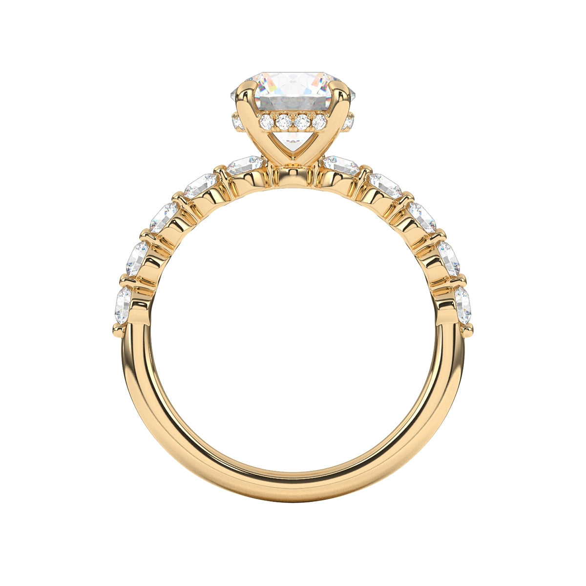 Goldman 1/2 ct. tw. Diamond Hidden Halo Semi-Mount Engagement Ring in 14K Yellow Gold close-up detail