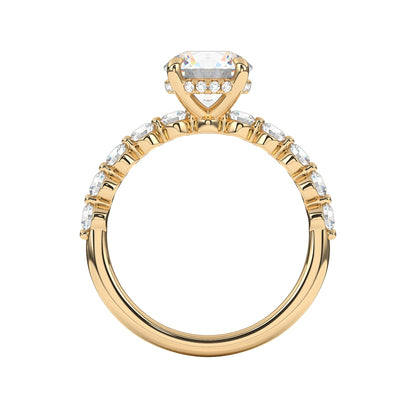 Goldman 1/2 ct. tw. Diamond Hidden Halo Semi-Mount Engagement Ring in 14K Yellow Gold close-up detail