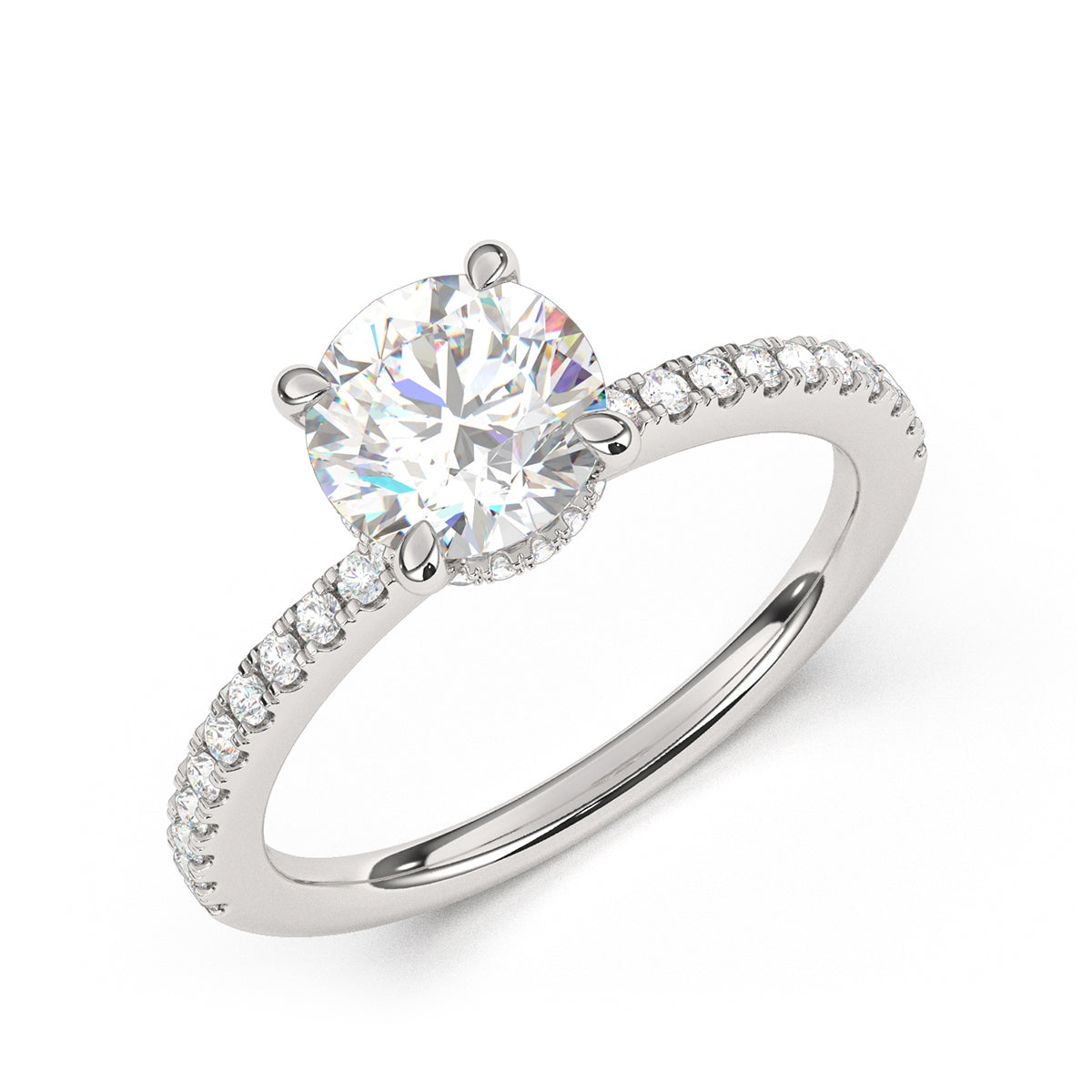 Goldman 3/8 ct. tw. Diamond Hidden Halo Semi-Mount Engagement Ring in 14K White Gold front view