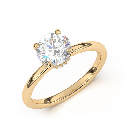 Goldman Diamond Accent Hidden Halo Semi-Mount Engagement Ring in 14K Yellow Gold front view