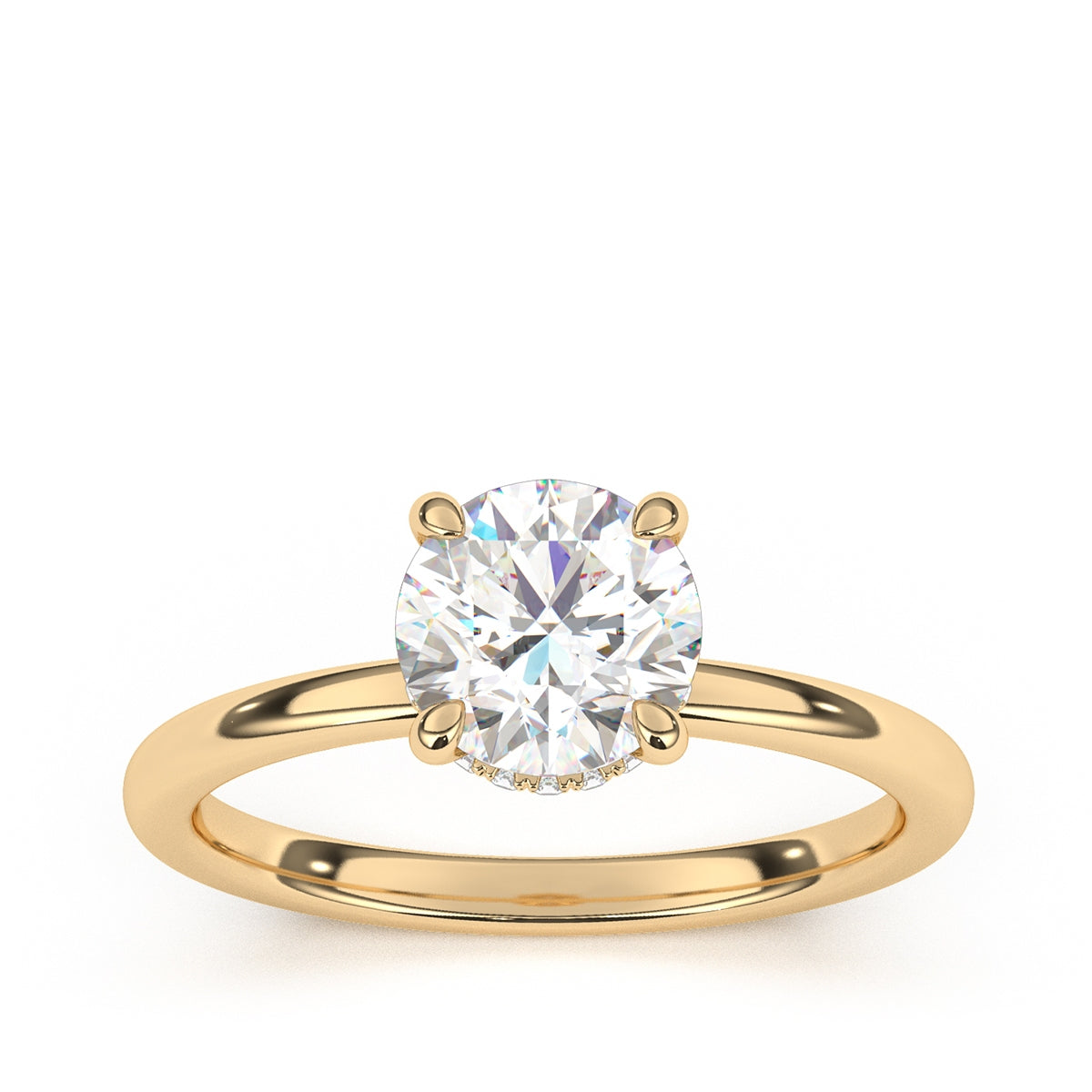 Goldman Diamond Accent Hidden Halo Semi-Mount Engagement Ring in 14K Yellow Gold