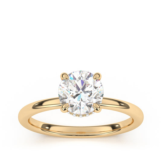 Goldman Diamond Accent Hidden Halo Semi-Mount Engagement Ring in 14K Yellow Gold