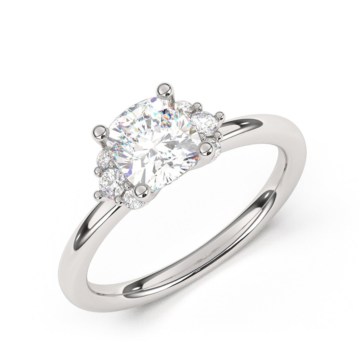 Goldman 1/7 ct. tw. Diamond Cushion Semi-Mount Engagement Ring in 14K White Gold front view