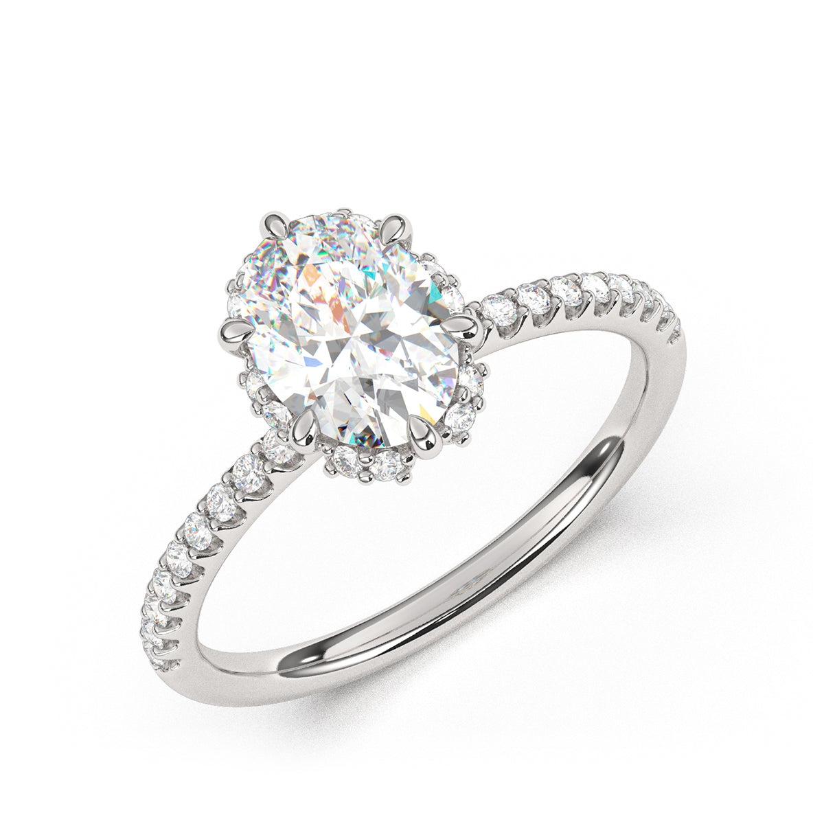 Goldman 1/4 ct. tw. Diamond Halo Oval Semi-Mount Engagement Ring in 14K White Gold front view (2)