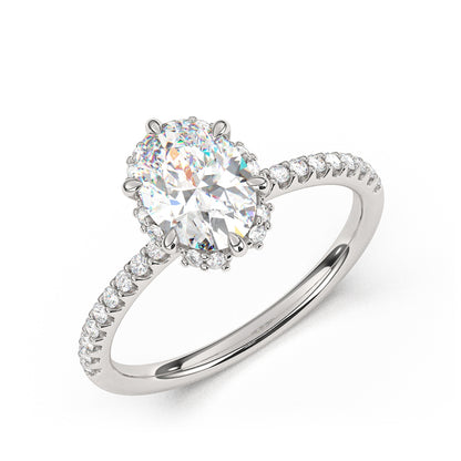 Goldman 1/4 ct. tw. Diamond Halo Oval Semi-Mount Engagement Ring in 14K White Gold front view (2)