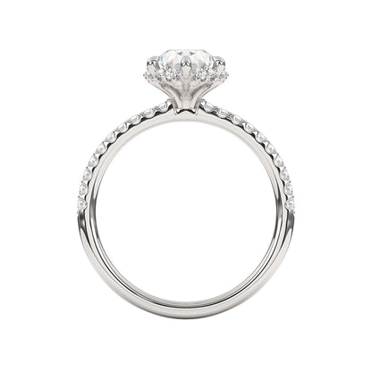Goldman 1/4 ct. tw. Diamond Halo Oval Semi-Mount Engagement Ring in 14K White Gold close-up detail (2)