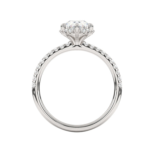 Goldman 1/4 ct. tw. Diamond Halo Oval Semi-Mount Engagement Ring in 14K White Gold close-up detail (2)
