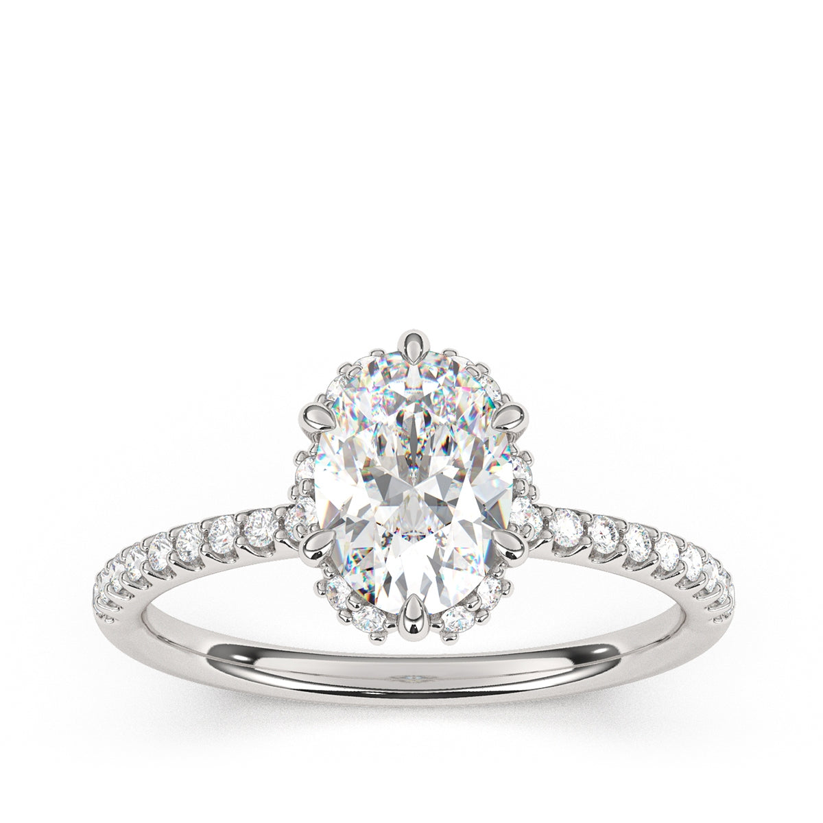 Goldman 1/4 ct. tw. Diamond Halo Oval Semi-Mount Engagement Ring in 14K White Gold (2)
