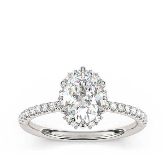 Goldman 1/4 ct. tw. Diamond Halo Oval Semi-Mount Engagement Ring in 14K White Gold (2)