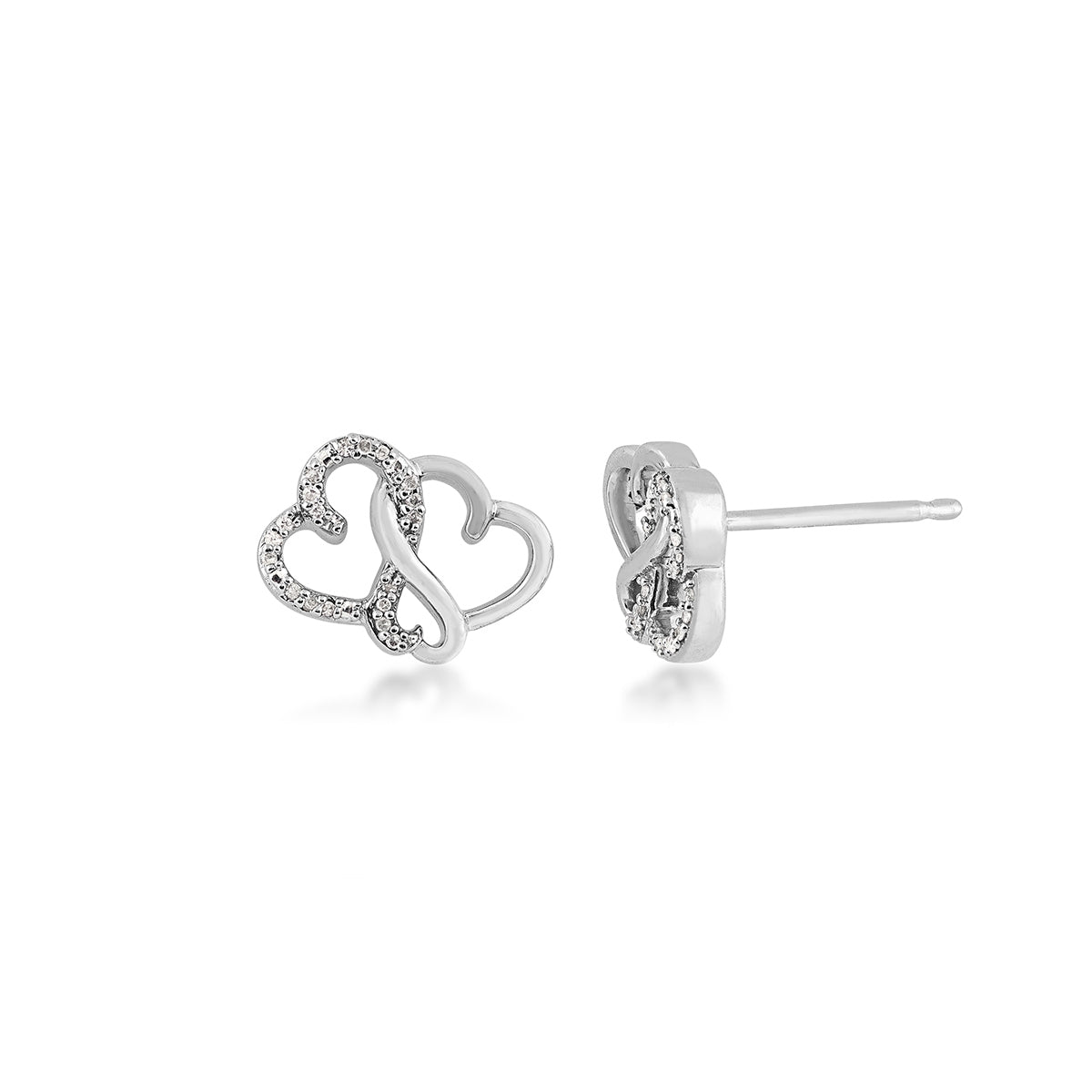 Infinite Love Diamond Accent Triple Heart Earrings in Sterling Silver