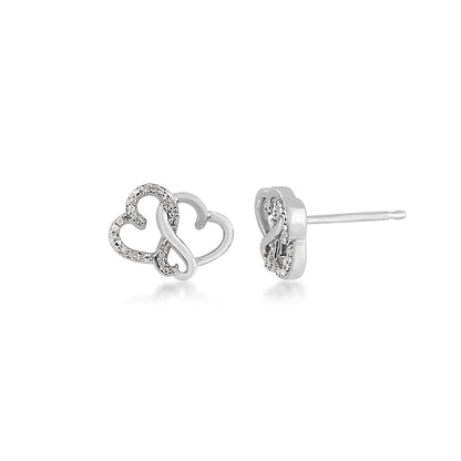 Infinite Love Diamond Accent Triple Heart Earrings in Sterling Silver