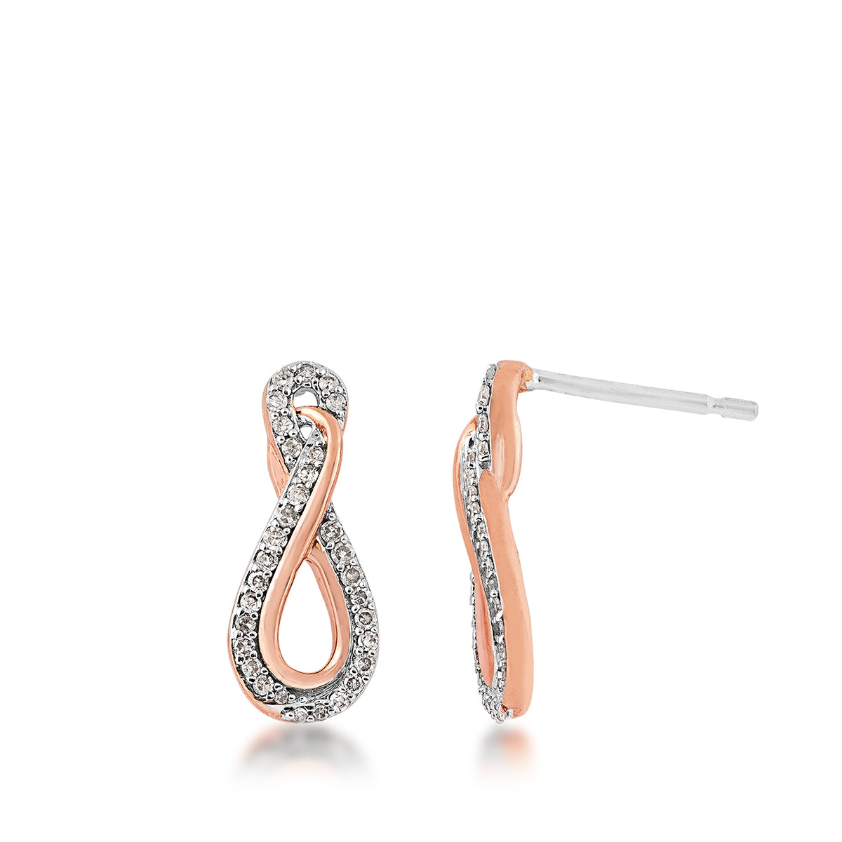 Infinite Love 1/5 ct. tw. Diamond Infinity Earrings in 10K Pink Gold