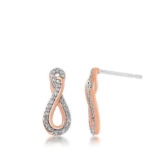 Infinite Love 1/5 ct. tw. Diamond Infinity Earrings in 10K Pink Gold