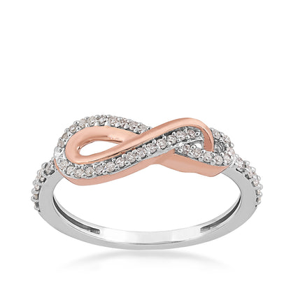 Infinite Love 1/4 ct. tw. Diamond Infinity Ring in 10K White & Pink Gold