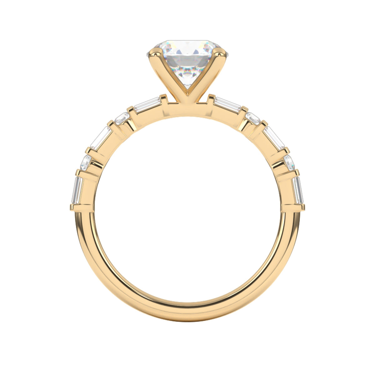 Goldman 1/4 ct. tw. Round & Baguette Diamond Semi-Mount Engagement Ring in 14K Yellow Gold close-up detail